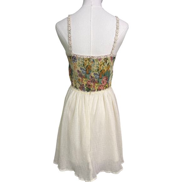 Cider Floral Tapestry Corset Dress Lace Up Bodice Cream Skirt NWT Size Small - Picture 5 of 8